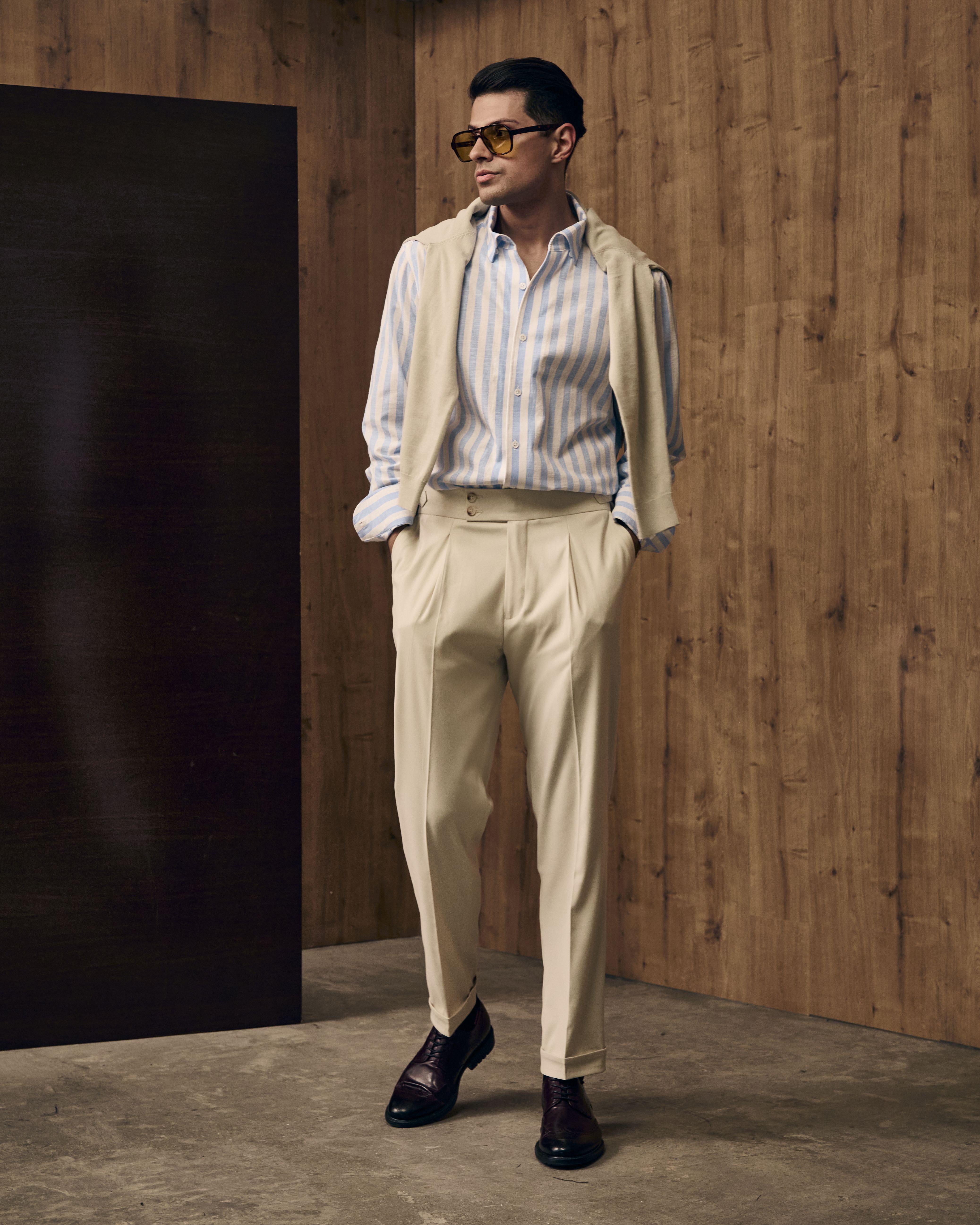 Брюки из хлопка цвета слоновой кости