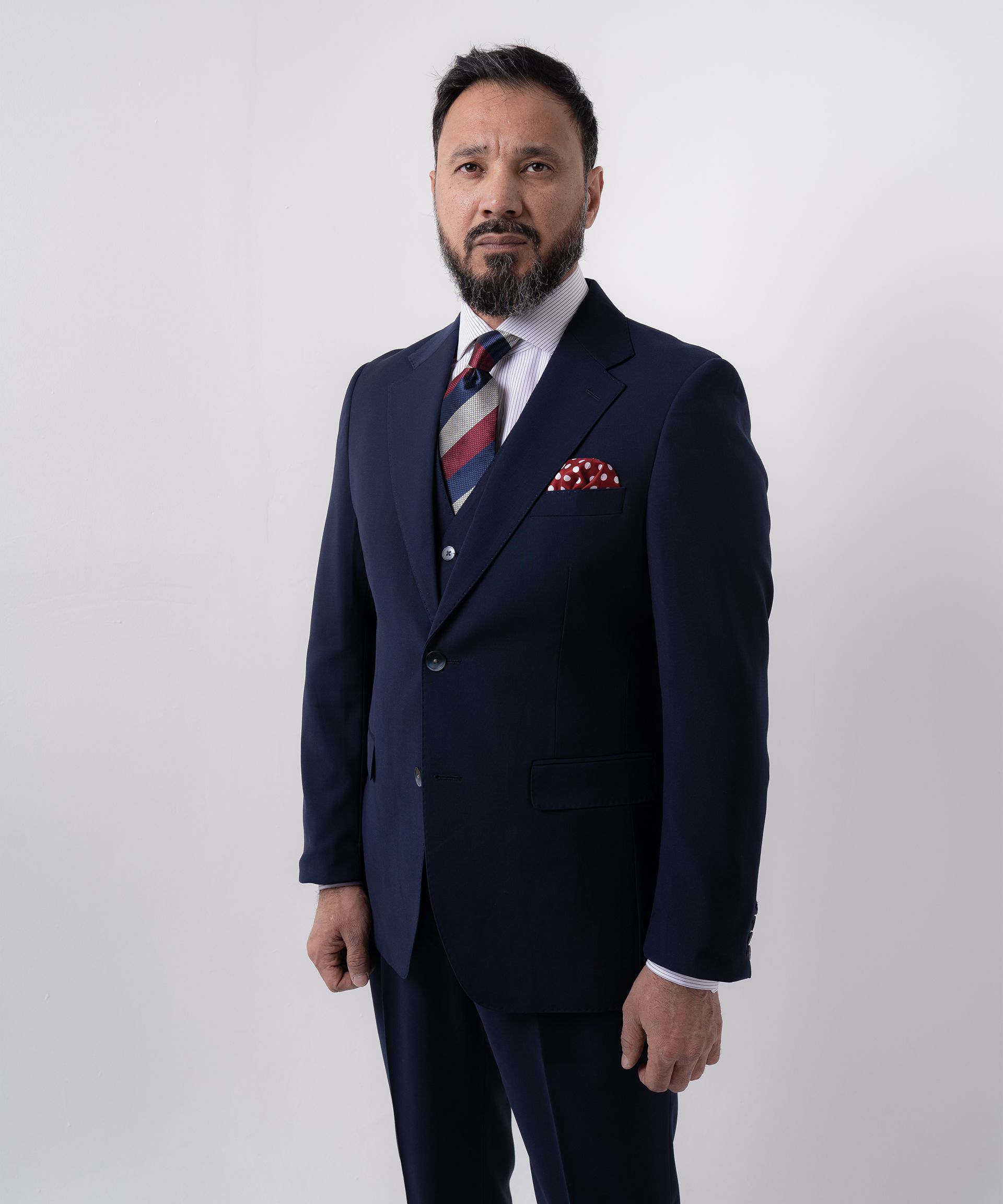 Синий однобортный костюм-тройка