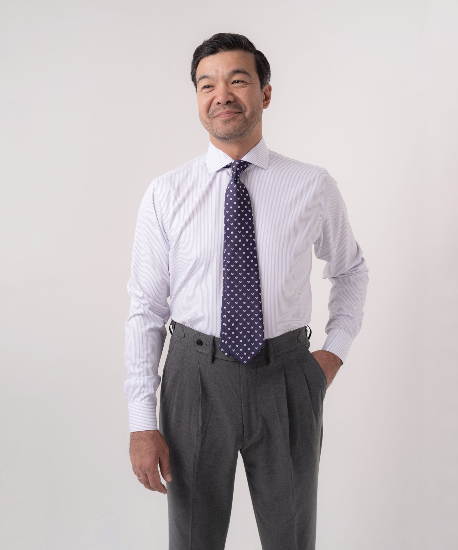 Сорочка белого цвета в полоску