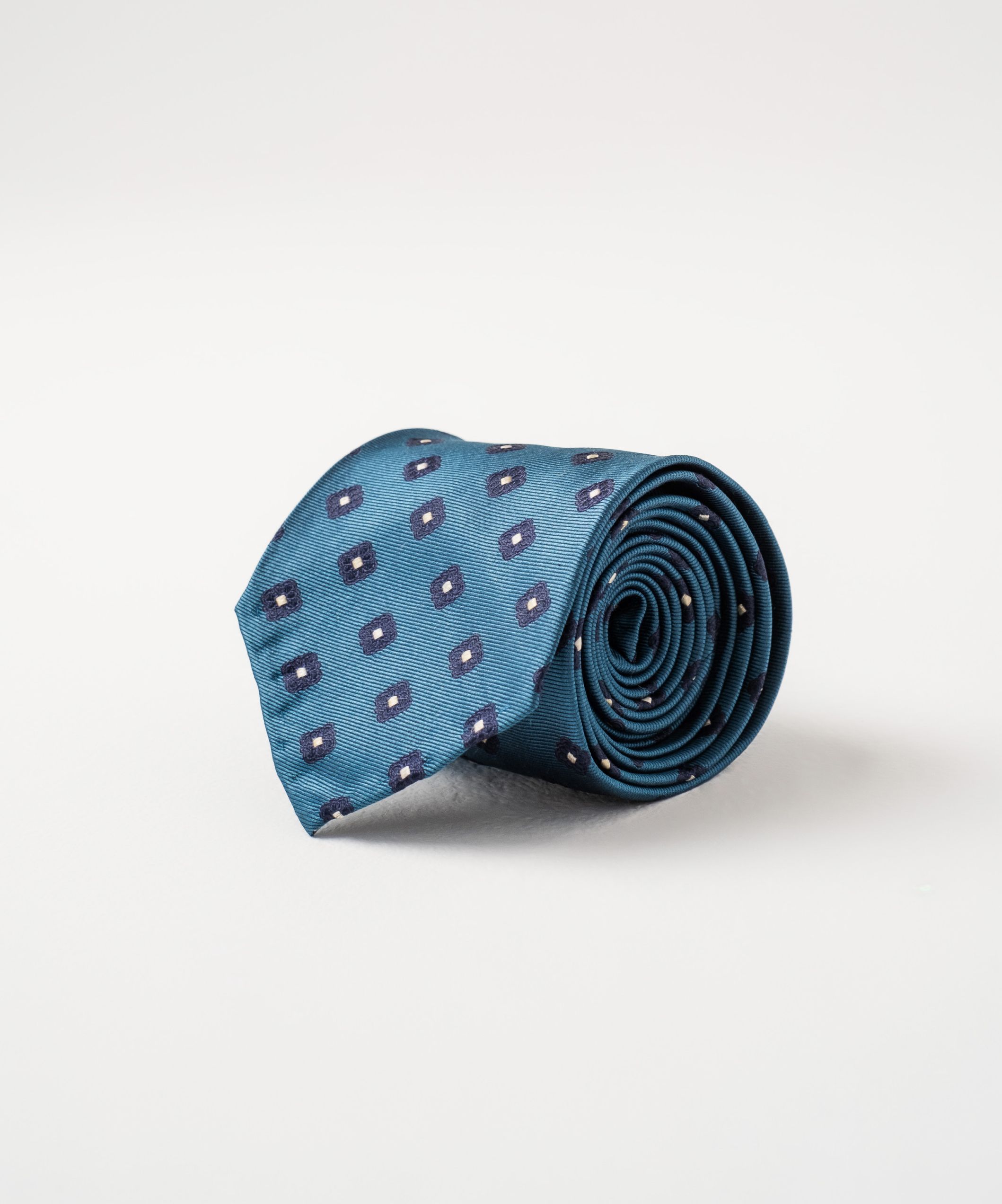 Шелковый галстук в ромб морского оттенка