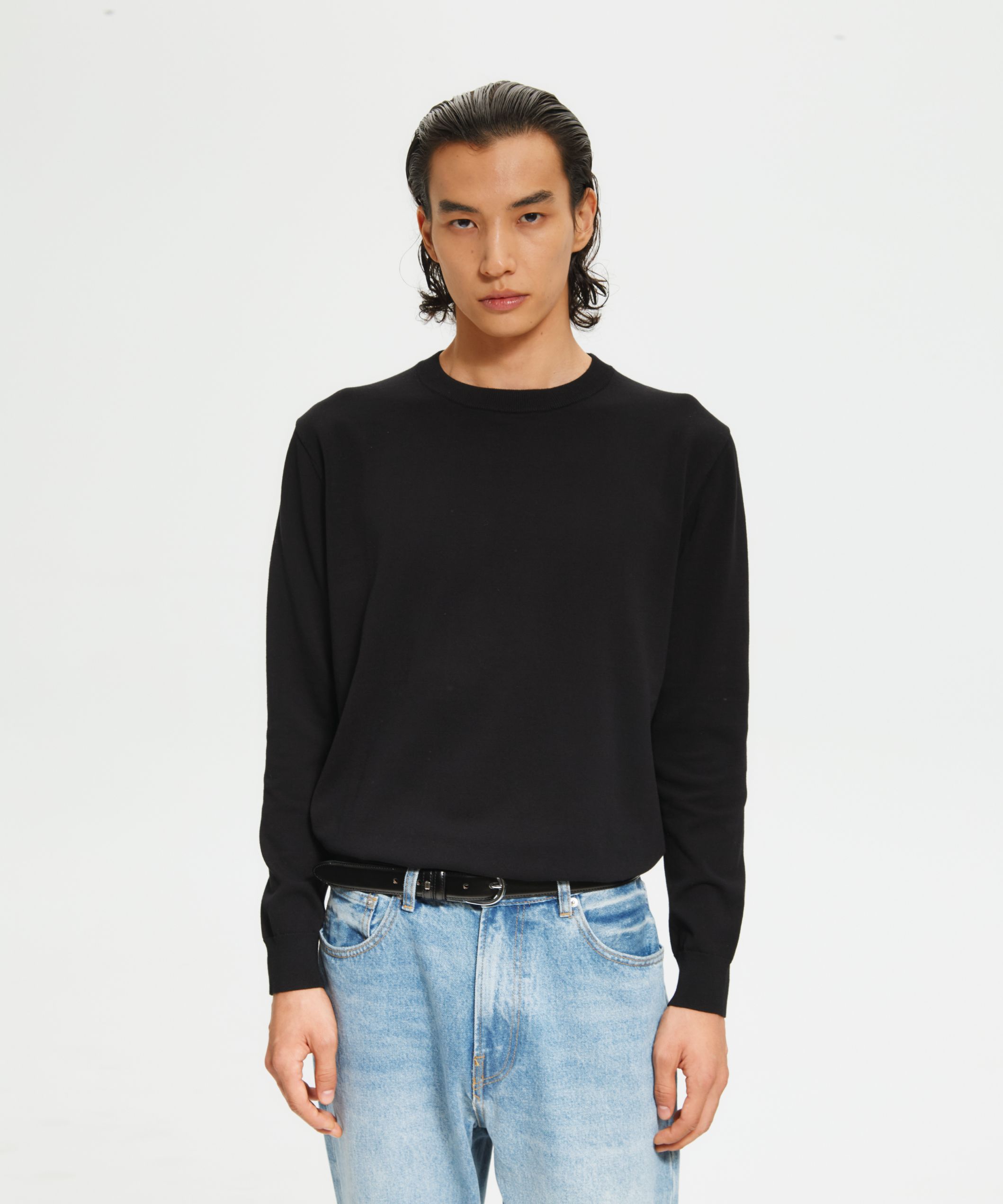 Свитер с круглым воротом из хлопка