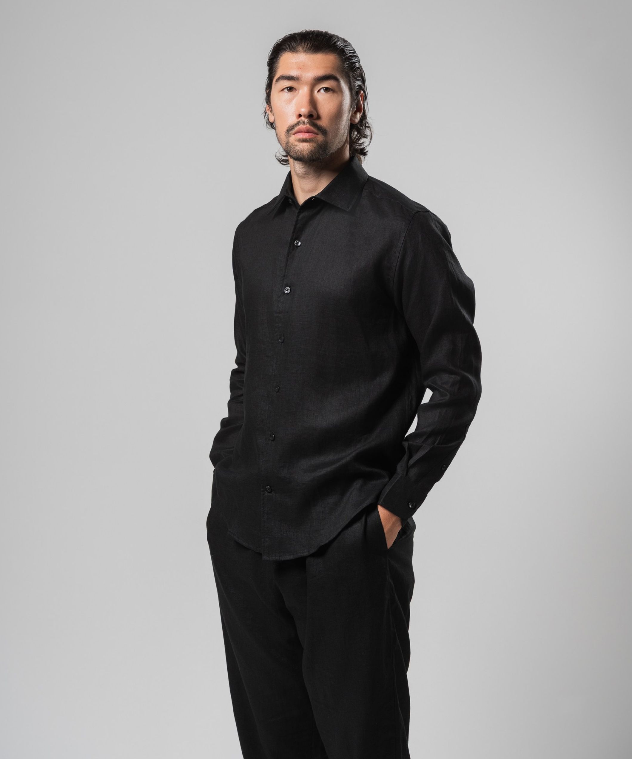 Льняной комплект чёрного цвета