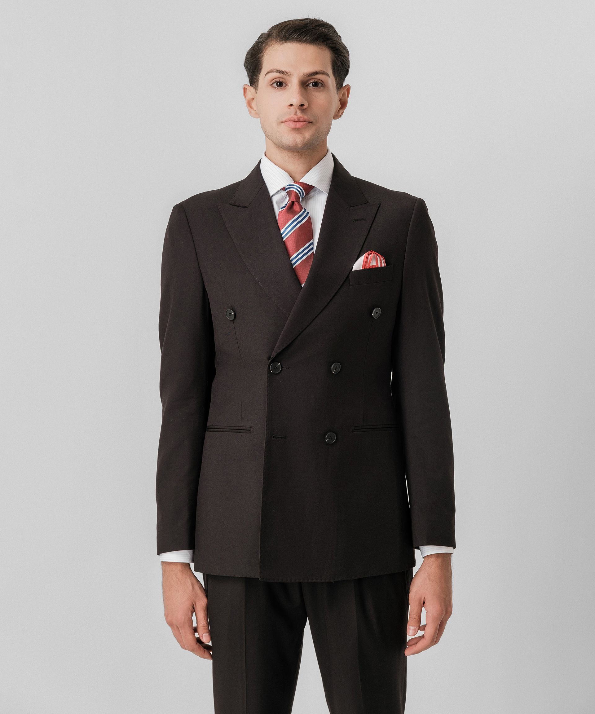 "Классический Черный" Двубортный Костюм