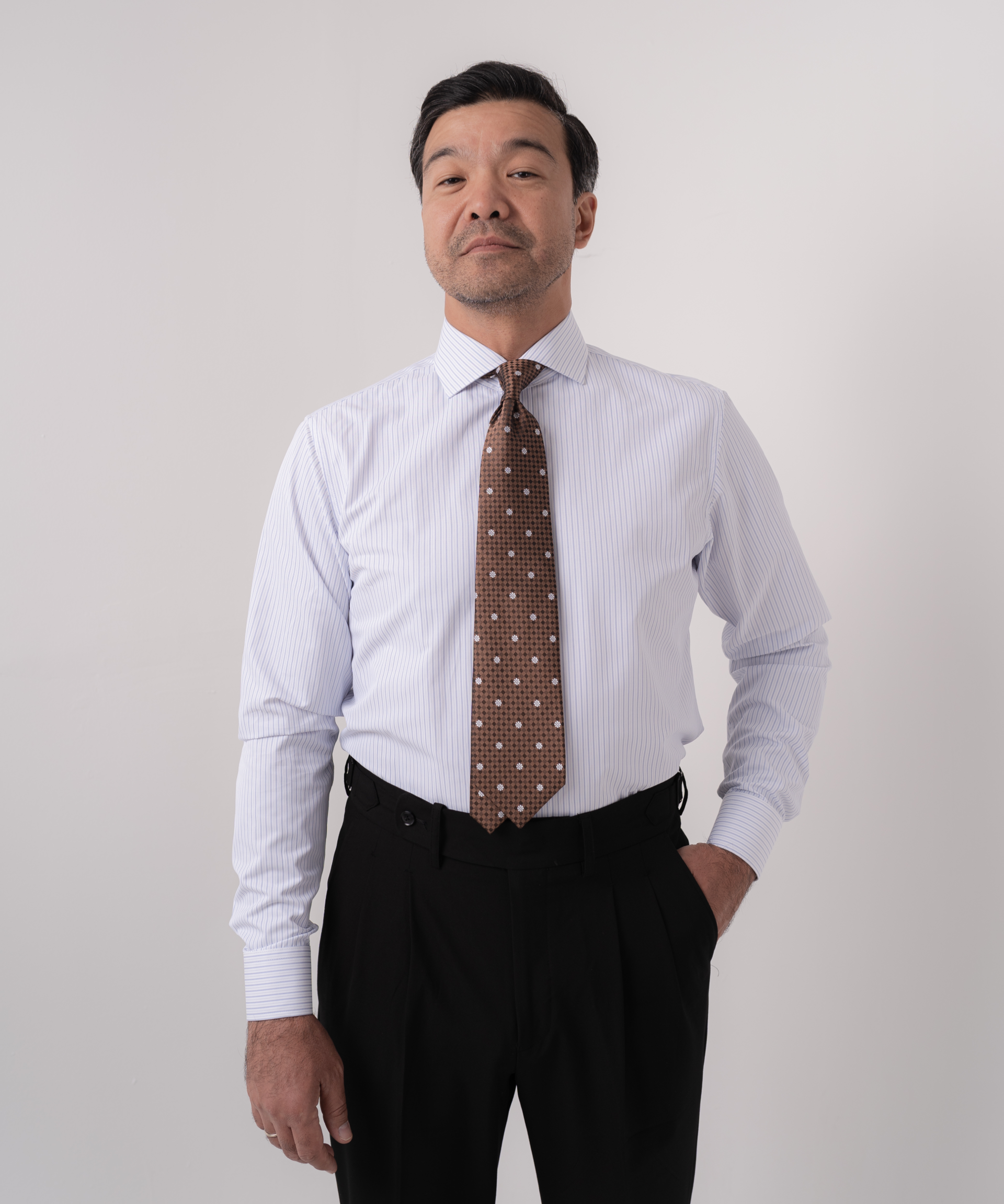 Сорочка в светло-голубую полоску